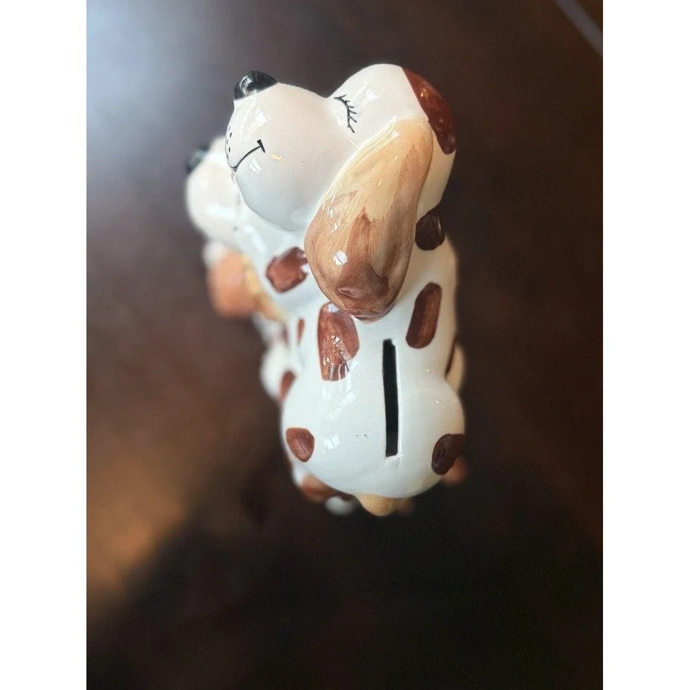 PILE OF PUPPIES - Vintage, Hard to Find, Hand Painted Ceramic Savings Bank 1970s
